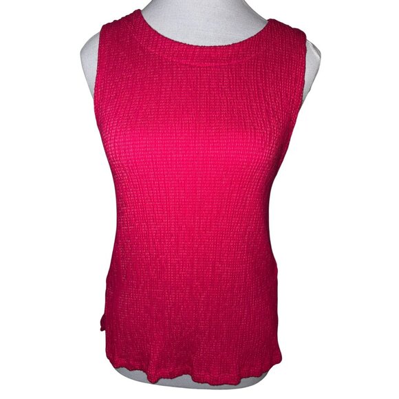Anthropologie Pink/White Textured Sleeveless Button-Back Top Size M - Picture 1 of 7